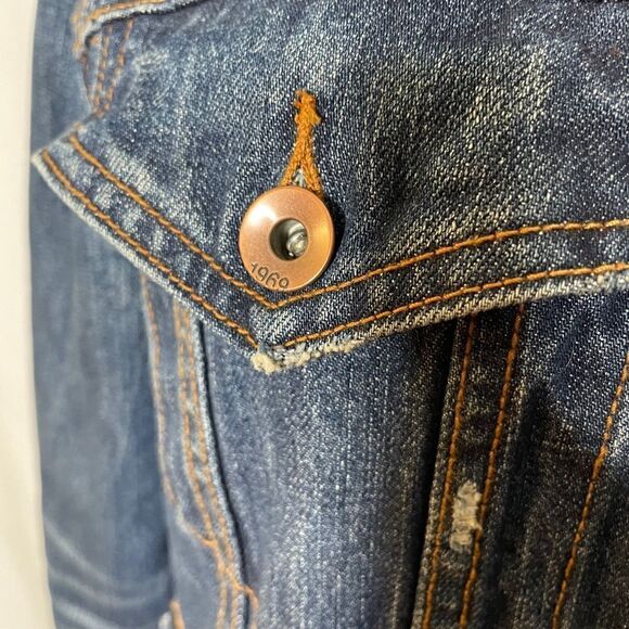 gap Blue Denim Distressed Jacket - Picture 3 of 11